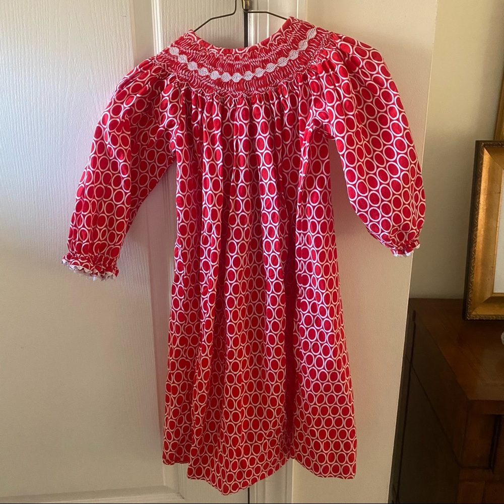 Delaney Red & White Smocked Circle Dress